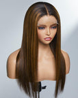 Limited Design | Brown Blonde Mix Silky Straight 5x5 Closure HD Lace Glueless Long Wig 100% Human Hair
