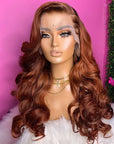 Ginger Color Loose Wavy 13x4 Lace Front Wig Glueless Human Hair Wig