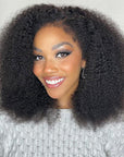 Afro Kinky Curly 4x4 Crystal HD Lace Wig With Natural Kinky Edge Baby Hair Line Glueless Wig