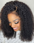 Afro Kinky Curly 4x4 Crystal HD Lace Wig With Natural Kinky Edge Baby Hair Line Glueless Wig