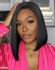 Glueless Asymmetric Side Part 4x4 Closure Bob Wig 100% Human Hair