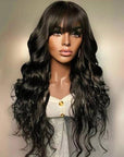 Body Wave 13x6 Lace Front Wig With Bangs Full Machine Made Wig Brazilian Human Hair Wigs Glueless Wig