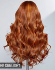 Limited Design | Aila Ginger Highlight 5x5 Closure HD Lace Glueless Mid Part Long Wig 100& Human Hair