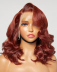Limited Design | Copper Red Loose Body Wave 13x4 Frontal Lace C Part Long Wig 100% Human Hair
