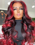 Highlight 99J Body Wave 13x4 Lace Front Wig Glueless Human Hair Wig