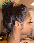 360 Lace Front Wig Silky Straight Brazilian Human Hair Wig Can Do High Bun and Ponytail