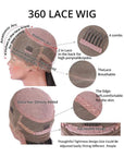 360 Lace Front Wig Silky Straight Brazilian Human Hair Wig Can Do High Bun and Ponytail
