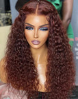Burgundy Color Curly 13x4 Lace Front Wig Glueless HD Lace 4x4 Lace Human Hair Wig