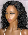 16" Loose Deep Wave 13x4 Crystal Lace Pre Cut Lace Bob Wig Bleached Knots