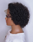 Natural Black Short Curly Pixie Cut Wigs 13x1 Lace Front Human Hair Wigs