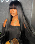 Glueless Straight 13x5 Lace Front Wig With Bangs Crystal HD Lace Wig
