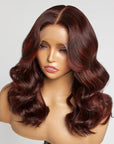 Limited Design | Copper Red Highlight Loose Wave 5x5 Closure Lace Glueless Mid Part Long Wig 100% Human Hair
