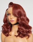 Limited Design | Copper Red Loose Body Wave 13x4 Frontal Lace C Part Long Wig 100% Human Hair