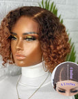 Trendy Mix Brown Short Cut Curly Minimalist HD Lace Glueless Side Part Wig 100% Human Hair