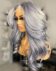 Ice Grey Color Wavy 13x4 Lace Front Wigs Glueless 4x4 Lace Human Hair Wig