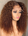 Glueless Transparent Lace Brown Curly 13x4 Lace Front Wig 5x5 Lace Human Hair Wig