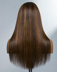 Limited Design | Brown Blonde Mix Silky Straight 5x5 Closure HD Lace Glueless Long Wig 100% Human Hair