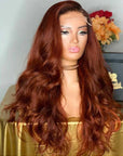 Auburn Brown Body Wave 13x4 Lace Front Human Hair Wigs Glueless 4x4 Lace Closure Wig