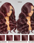 Chic Dark Burgundy 99J Body Wave 5x5 Closure Lace Glueless Wig 100% Human Hair