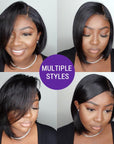Glueless Asymmetric Side Part 4x4 Closure Bob Wig 100% Human Hair