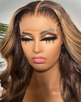 Balayage Brown Body Wave 5x5 Lace Wig Preplucked Glueless Human Hair Wig