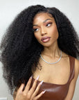 Afro Kinky Curly 4x4 Crystal HD Lace Wig With Natural Kinky Edge Baby Hair Line Glueless Wig
