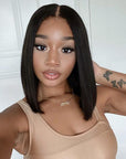 Beginner Friendly Glueless Silky Blunt Cut 4x4 Closure Bob Wig 100% Human Hair | Upgraded 2.0