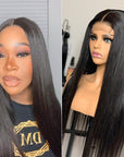 Effortless Straight 4x4 Closure Lace Glueless Mid Part Long Wig 100% Human Hair