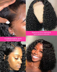 Short Deep Curly Bob Cut Wig 4x4 Transparent Lace Closure Wigs
