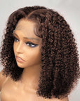 Brown Colored Curly 13x4 Lace Front Bob Wig Glueless 5x5 Bob Human Hair Wig