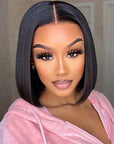 Glueless Clear HD Lace Straight Short Bob Human Hair Wigs Brazilian 13X4 Lace Front Bob Wigs