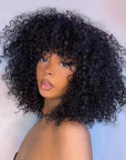 Curly Bob Wigs With Bangs Capless Fringe Human Hair Wigs