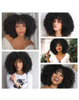 Double Drawn 4b 3C Afro Kinky Curly Bob Wigs With Bangs Capless Fringe Human Hair Wigs