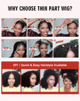 4B 4C Mongolian Afro Kinky Curly Thin V Part Wig Without Leave Out (Must TRY)