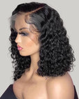 Short Deep Curly Bob Cut Wig 4x4 Transparent Lace Closure Wigs