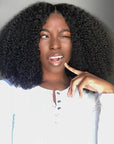 4B 4C Mongolian Afro Kinky Curly Thin V Part Wig Without Leave Out (Must TRY)