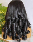 5X5 Crystal Lace Romance Curl Double Drawn Human Hair Bob Lace Closure Wigs