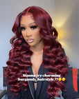 99j Burgundy Loose Deep Wave Wig Beautiful Crimp Wave 13x4 Lace Frontal | 4x4 Closure Human Hair Wigs