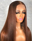 #4 Chestnut Brown Lace Front Human Hair Wigs Brazilian Straight Hair Lace Closure Wigs