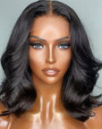 Gorgeous Natural Black Loose Wave 5x5 Closure Lace Glueless Short Wig 100% Human Hair