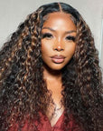 Balayage Color 5x5 Curly Lace Closure Wig Shadow Root Blonde Highlight