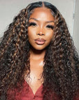 Balayage Color 5x5 Curly Lace Closure Wig Shadow Root Blonde Highlight