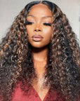 Balayage Color 5x5 Curly Lace Closure Wig Shadow Root Blonde Highlight