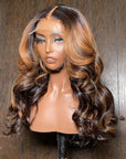 5x5 Brown Highlight Mixed Blonde Transparent Lace Closure Wigs