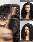 Full Kinky Curly 5x5 Closure HD Lace Glueless Side Part Neck Length Wig 100% Human Hair