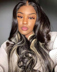 Highlight Black and Blonde #613 Color Body Wave 5x5 Lace Closure Wig Crystal Lace 4X4 Lace Human Hair Wig