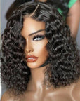 Glueless Invisible Crystal HD Lace Short Deep Curly 13x4 Lace Front Bob Wig 5x5 Lace Human Hair Wig