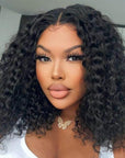 Deep Wave Pre Cut 5x6 Lace Closure Bob Wig Glueless Crystal Lace Human Hair Wig