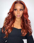 Auburn Brown Body Wave 13x4 Lace Front Human Hair Wigs Glueless 4x4 Lace Closure Wig