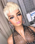 613 Blonde Short Pixie Cut Lace Frontal Wigs
